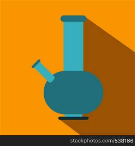Bong for smoking icon in flat style on yellow background. Bong for smoking icon, flat style