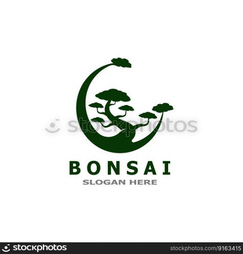 Bonsai Tree Plant Vector Logo Illustration 