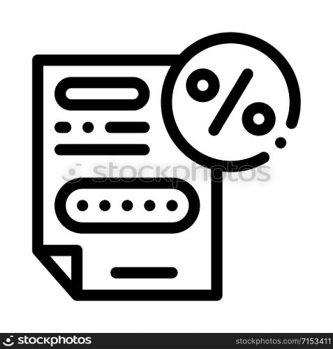 Bonus Percentage Document Icon Vector. Outline Bonus Percentage Document Sign. Isolated Contour Symbol Illustration. Bonus Percentage Document Icon Vector Outline Illustration