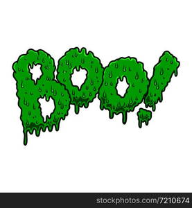 Boo! Lettering phrase in slime style. Halloween theme. Design element for poster, card, banner, sign. Vector illustration