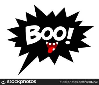 Boo letters on comic text. Cute halloween greeting. Good for greeting card decoration, poster, and gift design.