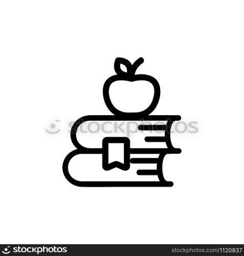 book and apple icon vector. A thin line sign. Isolated contour symbol illustration. book and apple icon vector. Isolated contour symbol illustration
