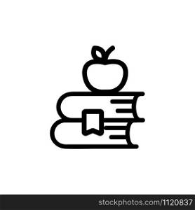 book and apple icon vector. A thin line sign. Isolated contour symbol illustration. book and apple icon vector. Isolated contour symbol illustration