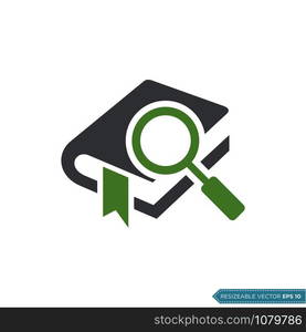 Book and Magnifying Glass Icon Vector Template Illustration Design