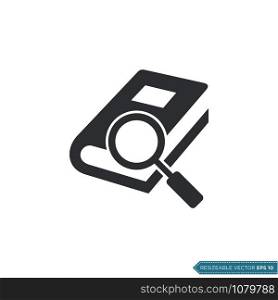 Book and Magnifying Glass Icon Vector Template Illustration Design