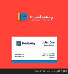Book and pencil logo Design with business card template. Elegant corporate identity. - Vector