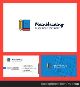 Book and pencil Logo design with Tagline & Front and Back Busienss Card Template. Vector Creative Design