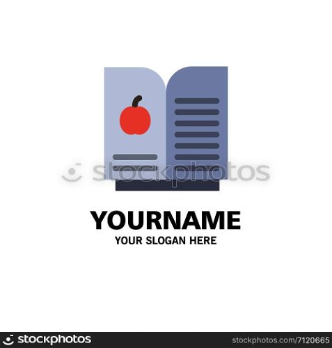 Book Apple, Science Business Logo Template. Flat Color