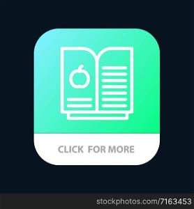 Book Apple, Science Mobile App Button. Android and IOS Line Version