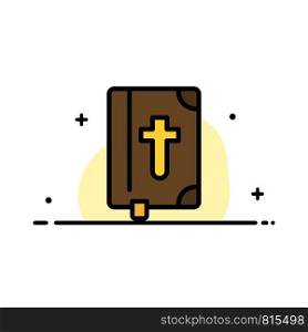 Book, Bible, Easter, Holiday Business Flat Line Filled Icon Vector Banner Template