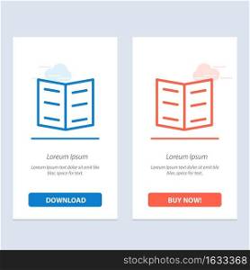 Book, Bookmark, Education  Blue and Red Download and Buy Now web Widget Card Template