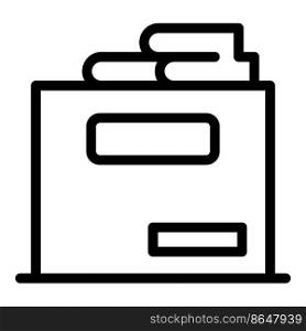 Book box icon outline vector. House relocation. Move service. Book box icon outline vector. House relocation