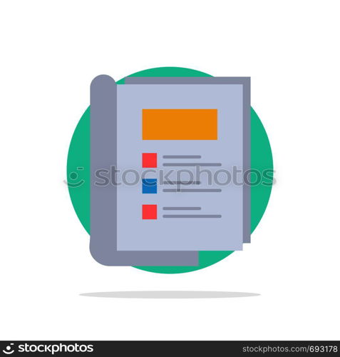 Book, Bundle, Layout, Report Abstract Circle Background Flat color Icon