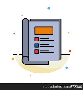 Book, Bundle, Layout, Report Abstract Flat Color Icon Template