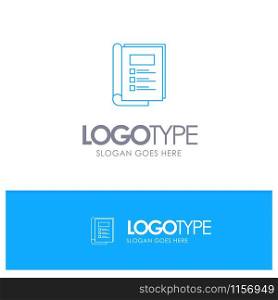 Book, Bundle, Layout, Report Blue outLine Logo with place for tagline