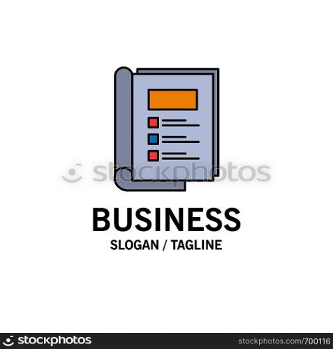 Book, Bundle, Layout, Report Business Logo Template. Flat Color