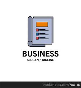 Book, Bundle, Layout, Report Business Logo Template. Flat Color