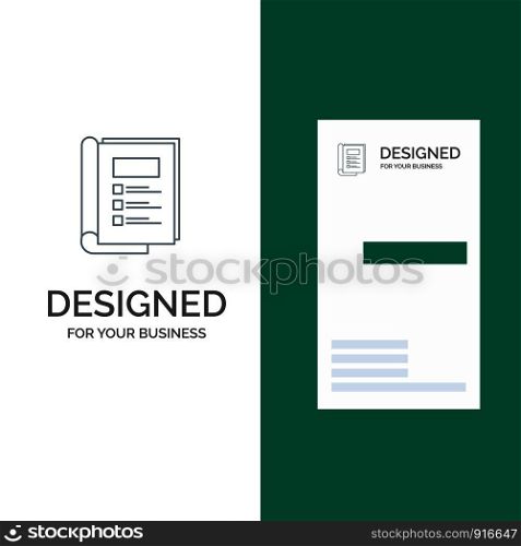 Book, Bundle, Layout, Report Grey Logo Design and Business Card Template