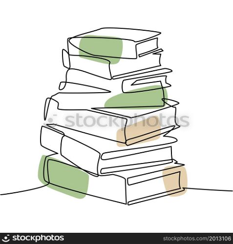 Book bundle one line. School textbooks sketch. Outline vector illustration.. Book bundle one line. School textbooks sketch. Outline vector illustration