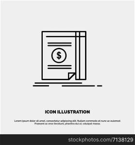 Book, Cash, Money, Novel Line Icon Vector