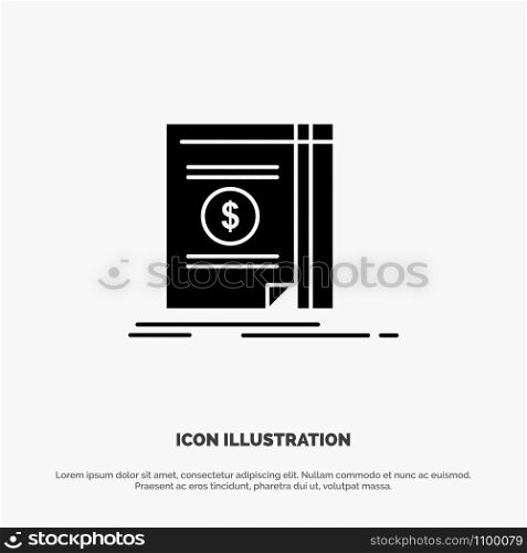 Book, Cash, Money, Novel solid Glyph Icon vector