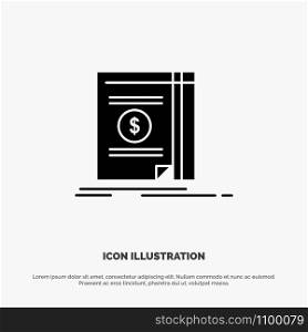 Book, Cash, Money, Novel solid Glyph Icon vector