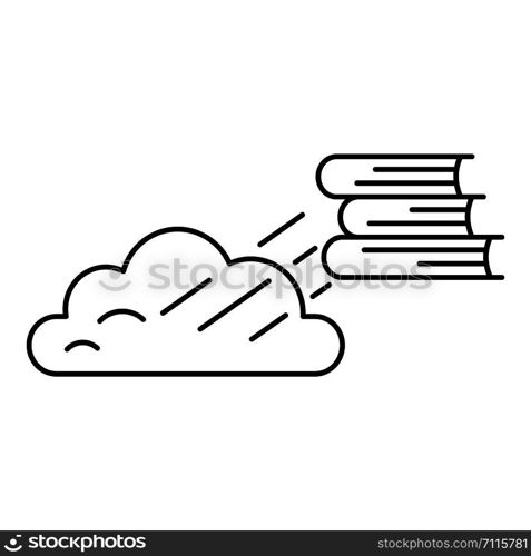 Book cloud transfer icon. Outline illustration of book cloud transfer vector icon for web design isolated on white background. Book cloud transfer icon, outline style