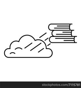 Book cloud transfer icon. Outline illustration of book cloud transfer vector icon for web design isolated on white background. Book cloud transfer icon, outline style