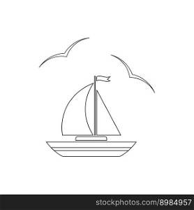 Book - coloring book for children. Sailboat icon on a white background.