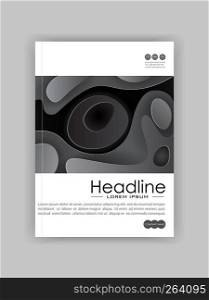 Book cover design template in A4 with minimalist design. Good for journals, conference, banner, flyer, book, booklet, art presentation. Black and white. Vector Illustration.