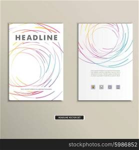 Book cover with abstract colored lines and circles.. Book cover with abstract colored lines and circles