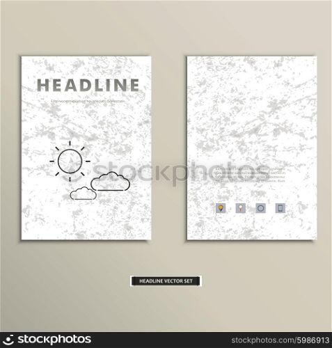 Book cover with contour images of clouds and sun.. Book cover with contour images of clouds and sun