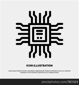 Book, Cpu, Learning, Technology Line Icon Vector