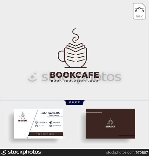 book cup cafe education line black simple logo template vector illustration icon element isolated - vector file. book cup cafe education line black simple logo template vector illustration icon element isolated