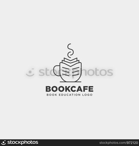 book cup cafe education line black simple logo template vector illustration icon element isolated - vector file. book cup cafe education line black simple logo template vector illustration icon element isolated