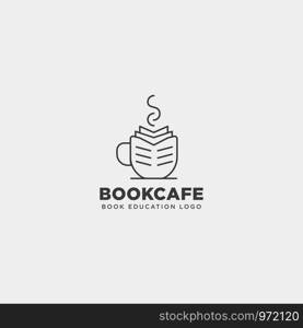 book cup cafe education line black simple logo template vector illustration icon element isolated - vector file. book cup cafe education line black simple logo template vector illustration icon element isolated