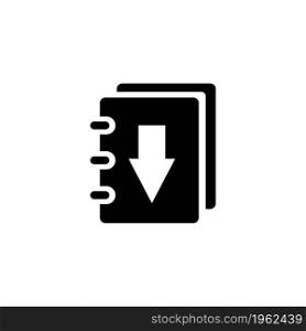 Book Download. Flat Vector Icon. Simple black symbol on white background. Book Download Flat Vector Icon