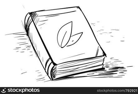 Book drawing, illustration, vector on white background.