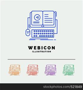 book, ebook, interactive, mobile, video 5 Color Line Web Icon Template isolated on white. Vector illustration. Vector EPS10 Abstract Template background