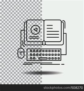 book, ebook, interactive, mobile, video Line Icon on Transparent Background. Black Icon Vector Illustration. Vector EPS10 Abstract Template background