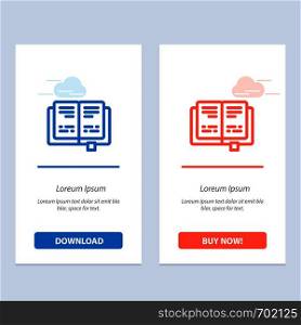 Book, Education, Knowledge Blue and Red Download and Buy Now web Widget Card Template