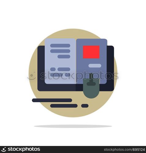 Book, Education, Knowledge, Mouse Abstract Circle Background Flat color Icon