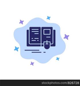 Book, Education, Knowledge, Mouse Blue Icon on Abstract Cloud Background