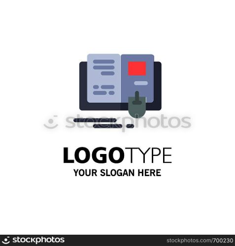 Book, Education, Knowledge, Mouse Business Logo Template. Flat Color