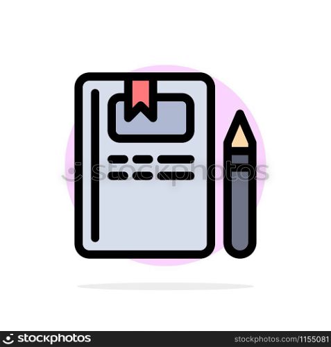 Book, Education, Knowledge, Pencil Abstract Circle Background Flat color Icon