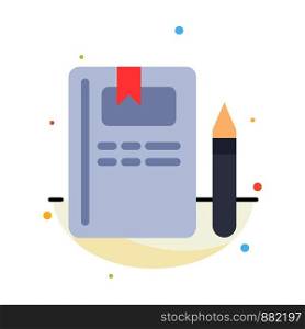 Book, Education, Knowledge, Pencil Abstract Flat Color Icon Template