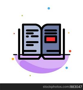 Book, Education, Knowledge, Text Abstract Flat Color Icon Template
