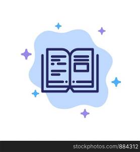 Book, Education, Knowledge, Text Blue Icon on Abstract Cloud Background