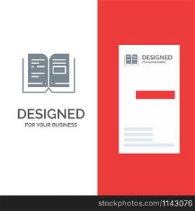 Book, Education, Knowledge, Text Grey Logo Design and Business Card Template