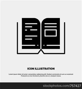 Book, Education, Knowledge, Text solid Glyph Icon vector